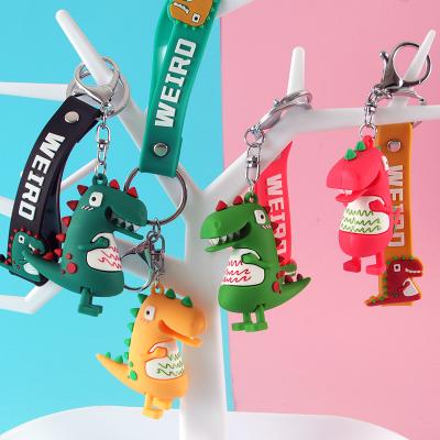 China 2021 Fashion Cartoon 3D Creative Cute Soft PVC Small Dinosaur Key Chain Pendant for sale