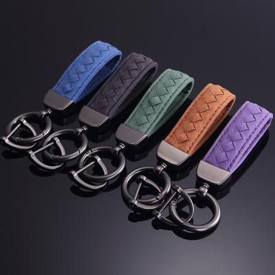 China Crystal High Quality Fashion Men's Portable Adjustable Woven Leather Key Chain For Car for sale