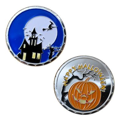 China Custom Sweet Gifts Enamel Double Side Design Metal Christmas And Halloween Series Medals Embossed Silver Coin for sale