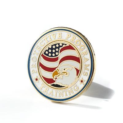 China High Quality Custom Made Gold Badge Pins Gifts Soft Enamel Engraved Logo American Eagle Lapel Pin for sale