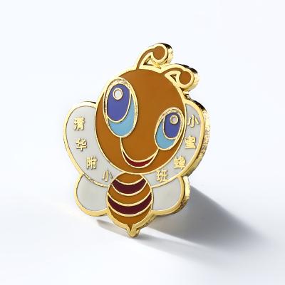 China Custom Gifts Gold Enamel Soft Metal Bee Shape Cute Cartoon Lapel Pin For Bag Decoration for sale