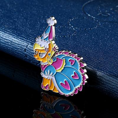 China Gifts Customized Creative Silver Color Plated Soft Enamel Metal Girls Lapel Pin For Decoration for sale