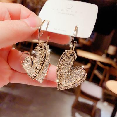 China New Fashionable Korean High-end Jewelry Casual/Sporty Female Earings 2021 Sterling Silver Pin Fashion Atmosphere Love Ear for sale