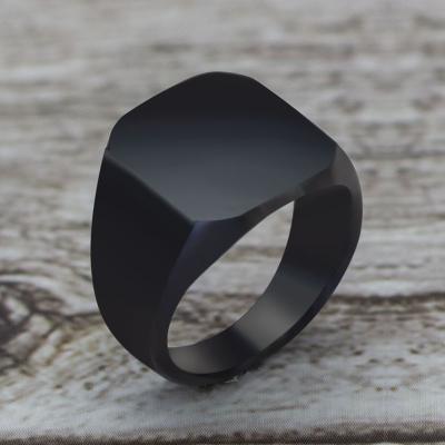 China Simple Vintage Fashion Jewelry Classic Style Gold Black Square Rings For Men for sale