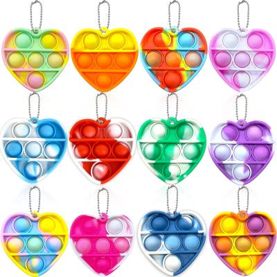 China CH062 Mini Heart Shaped Stress Relief' Key Chain Push Noise Toy Valentine's Day Heart Shaped Heart Stirrer Eco-friendly Material Pendant Toy for sale