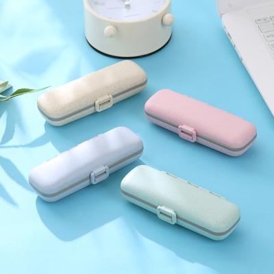 China Mini Wheat Straw Plastic Child Proof Pill Box Travel Sub-Pack Portable Small Seven-Compartment Pill Organizer Eco-Friendly Weekly Medicine Box for sale