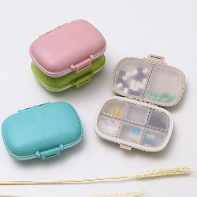 China New-designed high quality portable sealed packet Mini Wheat Straw Medicine 7 Days Travel Pill Box with 8 Compartments for sale