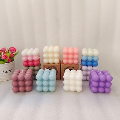 China New-Designed Cube Shape Handmade Magic Candle Wholesale Multi Color Scented Soy Wax DIY Aromatherapy Bubble Candle for sale