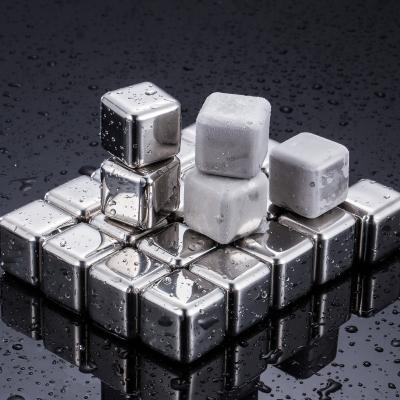 China Viable Cooling Stainless Steel Logo Ice Cubes Custom Made Rocks Ice Bucket Champagne Beer Cooler Reusable Golden Whiskey Stones for sale