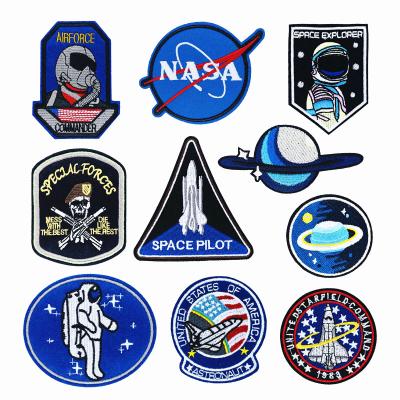 China Hot Sale Astronaut Cloth Classic Rocket Embroidered Cloth Patch Set Round Patches Custom Embroidery for sale