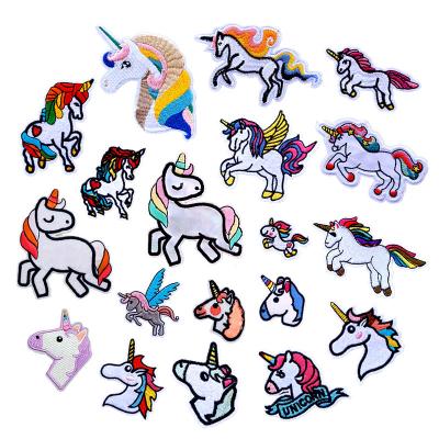 China Unicorn Sequins Horse Head Patches Clothing Accessories Computer Embroidery Patches Cloth Fabric Stickers Combination for sale