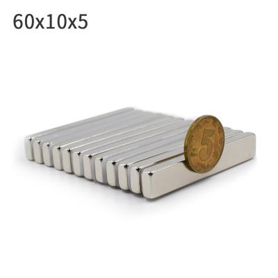 China Industrial Magnet permanent magnet N35 Retangular 60x10x5mm motor free energy blocks Neodymium Magnet holder for sale