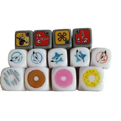 China New Board Game Acrylic Resin Acrylic Plastic Dies With Printing Logo d6 Audit Sex Game Dies 10mm 12mm 14mm 16mm 18mm 20mm 25mm 30mm for sale