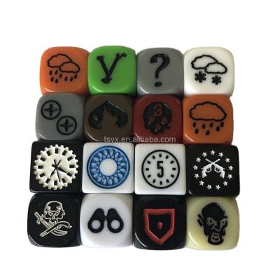 China New Acrylic Board Game Resin Custom Acrylic Dies With Printing Logo Paint Engraved Dies d6 10mm 12mm 14mm 16mm 18mm 20mm 25mm 30mm for sale