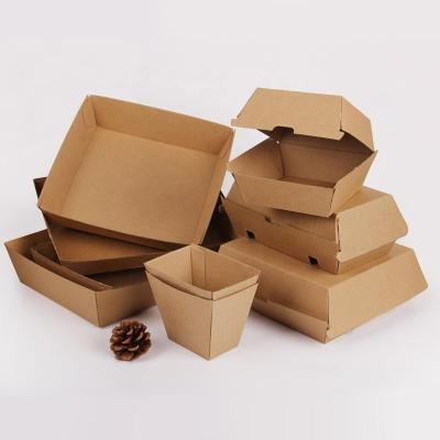 China Disposable Hamburger Box And French Fries Box Kraft Paper Corrugated Packaging Box For Burger for sale