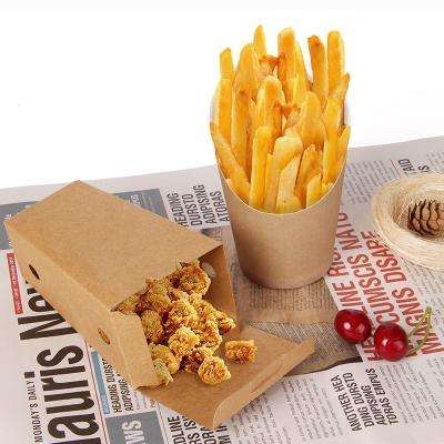 China Disposable Kraft French Fries Food Paper Cone, Wholesale Paper French Fries Box For Pancake Food, French Fries Cone Customized Round for sale