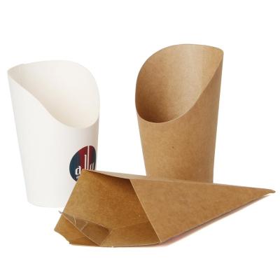 China Source Disposable French Fries Paper Cone With Customer Printing , Chips Paper Package Cone for sale