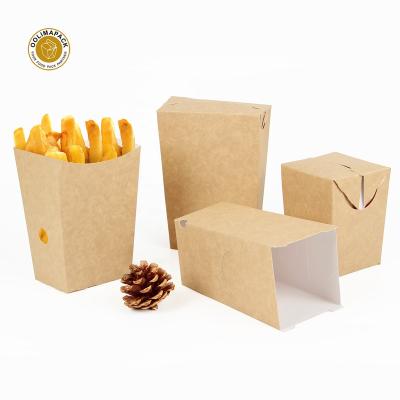 China Disposable Environmental Food Grade Folding Paper French Fries Packaging Takeout Paper Box for sale