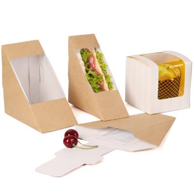 China Disposable Kraft Paper Sandwich Packaging Box , Cardboard Sandwich Wedge for sale