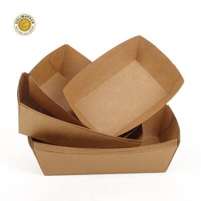 China Disposable 100% Biodegradable Food Grade Paper Boat Tray With PLA Coated Wrapping for sale