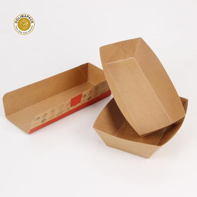 China Disposable Promotions Food Grade Wholesale Hot Dog Paper Box Food Tray for sale