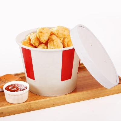 China Large Capacity Family Pails Disposable Paper Pail For Fries, Chips, Snacks Chicken With Lids for sale