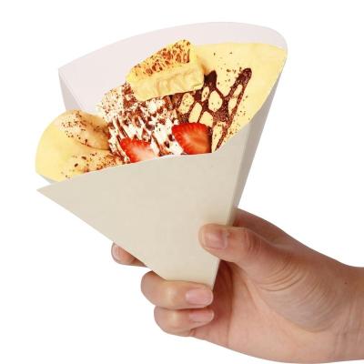 China Disposable Custom Printed French Fries Pancakes Holder Food Packaging, Cone Shape Pancakes Paper Box for sale