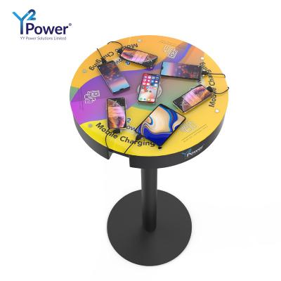 China Y2Power Indoor RIO Power Charging Table with Auto-Retractable Cables and Pad Commercial Wireless Charging Charging Station PT-R007-Y2 for sale