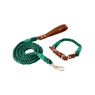 China 5FT Large Dog Cotton Rope Handle Vegetable Tanned Dye Stocked Leather Strong Comfortable Dog Leash High Quality Color Print for sale