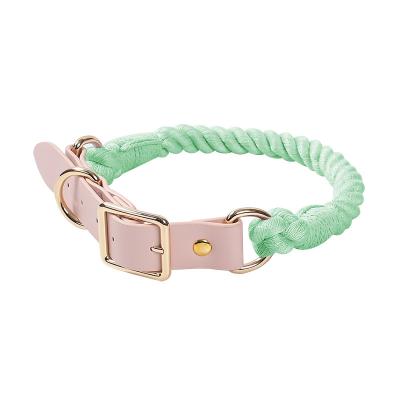 China StrongComfortable Handle Dog Leash Cotton Rope High Qualitycollars LargeDog Leash Color Print Vegetable Tanned Dye Stocked Leather for sale