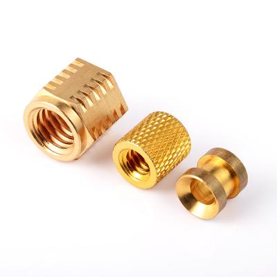 China High Quality Brass PCB Injection Moldings M8 Pass Through Knurled Copper Wire Inserts Nut for sale