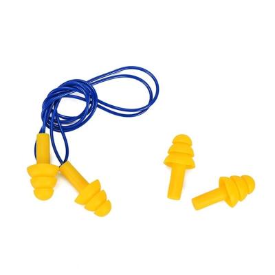 China Reusable Yellow Reusable Christmas-Tree Shaped TPR Ear Plugs Earplugs For Sleeping Uncorded And Tied for sale