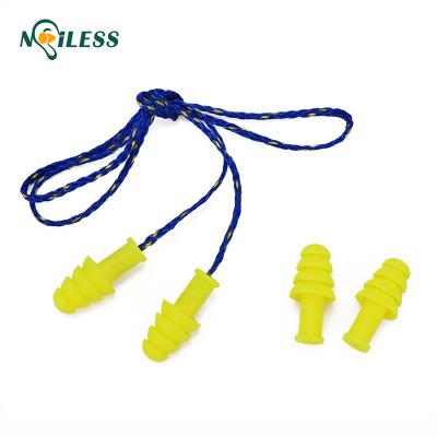 China Waterproof Air Travel Swimming Ear Plugs Reusable Silicon Earplugs With Band Material For Multiple Time Use for sale