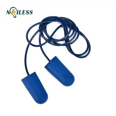 China Air Travel Metal Detectable Tethered Earplugs For Food Service Industry Noise Canceling Ear Plug Foam for sale