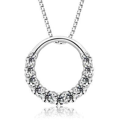 China 2023 Diamond Round Pendant Women Fashion Exquisite Bridal Wedding Cut Out Necklace High Quality Wholesale Luxury New Jewelry for sale