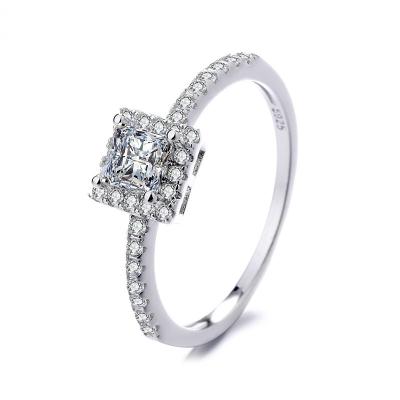 China Microset S925 Full Square Zirconia Diamond Ring Full Square Diamond Ring S925 Sterling Silver Fascinating Proposal Ring For Women for sale