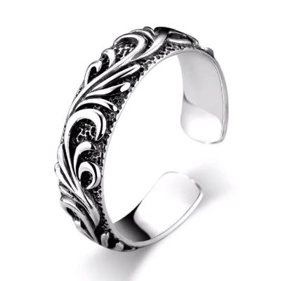 China 2022 new fashion jewelry manufacturers vintage tangcao pattern totem luxury adjustable ring men's exquisite carving for sale