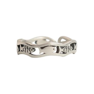 China 2022 New Wave Jewelry Manufacturers Wholesale Luxury Small Fish Rings Women's Fashion Exquisite Silver Thai Carving Retro Adjustable for sale