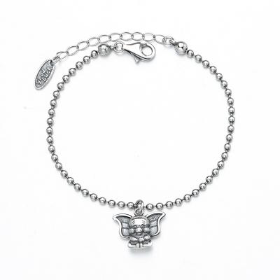 China Luxury Jewelry Engraved Vintage Elephant Bracelet With Round Beads S925 Sterling Silver Adjustable Bangle Ornament For Women for sale