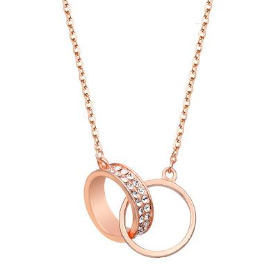 China 2022 New Fashion Double Ring Clasp Ring Jewelry Manufacturers Wholesale Luxury Women's Exquisite Charm Crystal Pendant Necklaces for sale