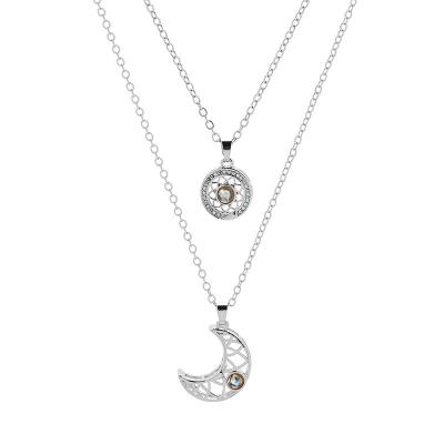 China Wholesale Luxury Fashion Charm Pendant Sun Moon Couples Necklace Men And Women Stainless Steel Sun Moon Couples Necklace Jewelry for sale