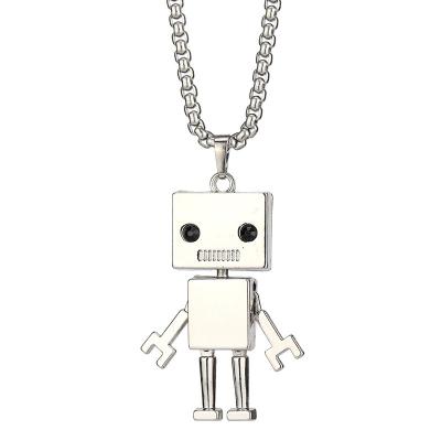 China Wholesale Titanium Jewelry Fashion Female Men's Activity Robot Hip-Hop Design Pendant Steel Retro Necklace for sale