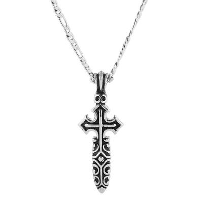 China European and American jewelry fashion street hip-hop retro sword design exquisite pendant necklace wholesale men's cross sword cross necklace for sale