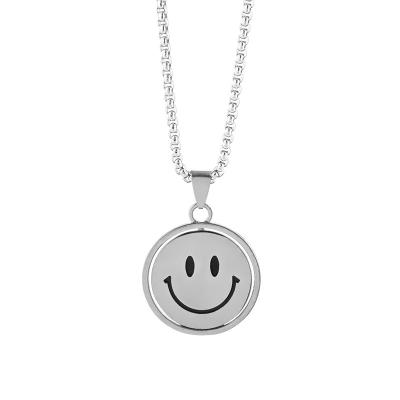 China Fashion pendant brandsmile European and American jewelry men's smile face necklace street hip-hop round design retro smile necklace wholesale for sale