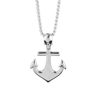 China European and American jewelry fashion street punk hip-hop design pendant retro necklace men's skull ship pirate pirate ship skull necklace for sale