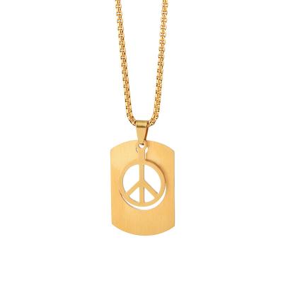 China Anti War Stainless Steel Jewelry Manufacturers Brand Hip-Hop Luxury Wholesale Logo Military Necklace Men's Charm Pendant for sale