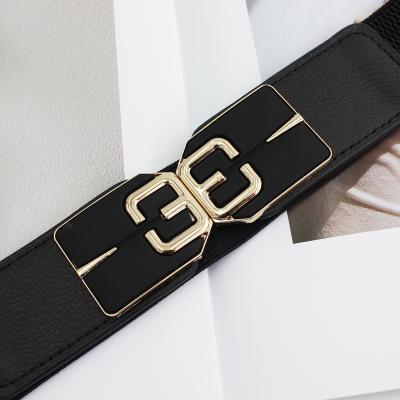 China Alloy Buckle + Women's Belt 65CM High Quality Stretch Length And Customizd Women's Strap Crystal Thin Waistband Elastic Ladies Fashion Dress Elastic Waistband for sale