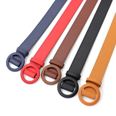 China ALLOY 2020 No Waist Punch Wide Women Fashion Leisure Belts For Boys And Girls Jeans PU Covered Pinless Belt Woman for sale