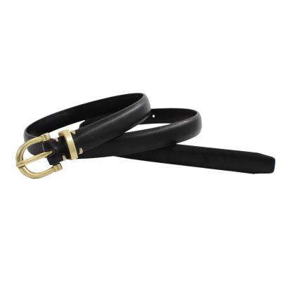 China Fashion 2021 New Women High Quality Design PU Leather Slim Belt With Buckle Classic Accessories Golden Femal Belt for sale