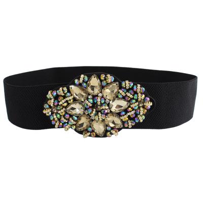 China 2021 Women's Luxury Rhinestone Waistband Wide Elastic Stretch Stretch Belt Grace Elastic Waistband for sale